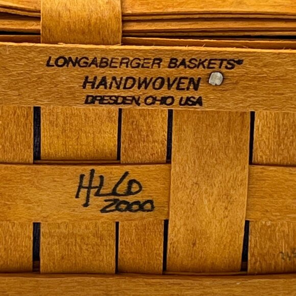 Vintage 2000 Longaberger Small Basket Extra Liner Chambray Yellow w/ Protector - Picture 7 of 11